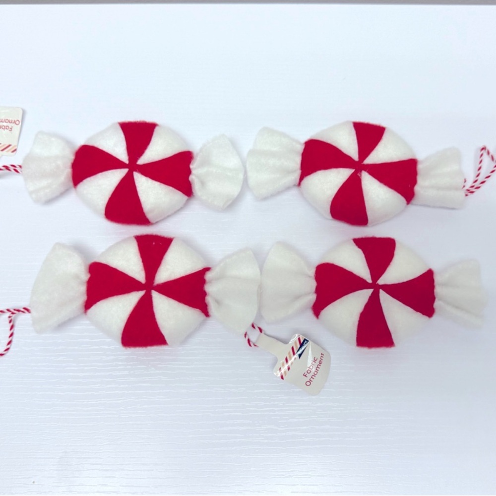 3 for $15 SALE Target Bullseye Set of 4 Peppermint Candy Fabric Tree Ornaments
